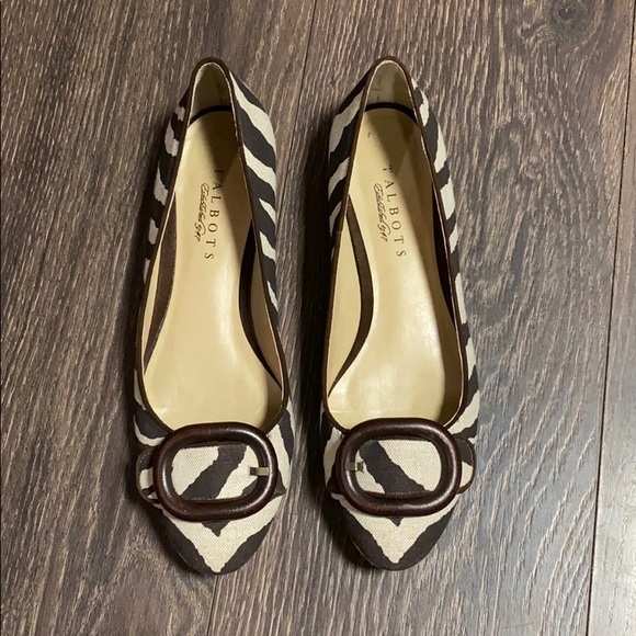 Talbots Shoes - Talbots Margie Brown Zebra Print Buckle Flats